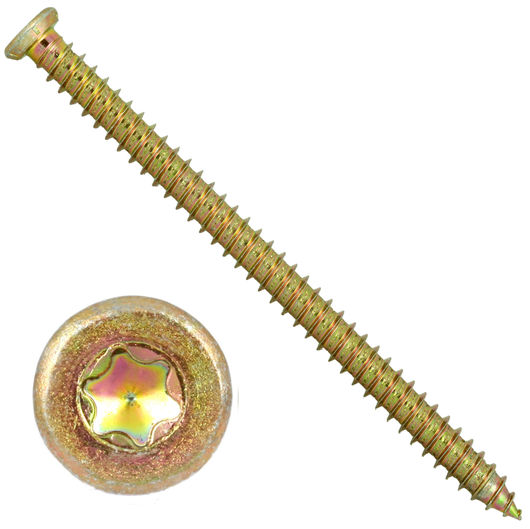 Concrete Frame Screws 7.5x42mm | 10 Pack | Self-Tapping Masonry Fixings - Zinc Yellow Passivated