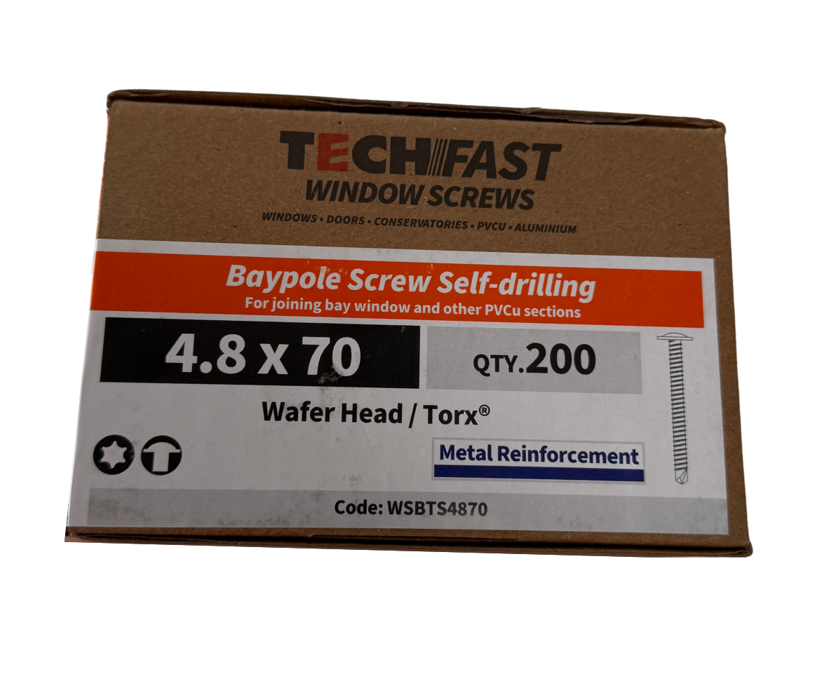 TechFast Waferhead Self-Drill Torx Screw 4.8 x 70mm - Zinc Plated | Box of 200