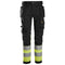 Snickers 6234 High-Vis Class 1 Stretch Trousers Holster Pockets Black/Yellow, Waist 38" Leg 30"-Snickers 108