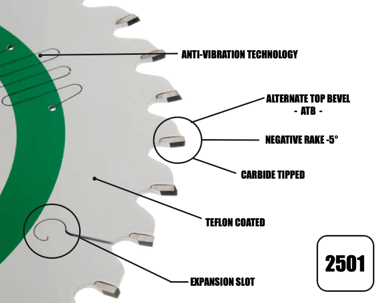 216mm x 30mm x 2.4mm 36T ATB (Neg Rake) Festool KS60 Circular Saw Blade - 2501