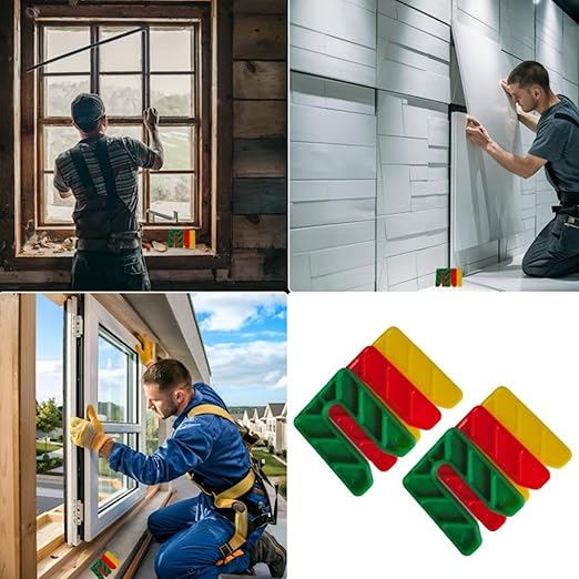 Mixed U Packers – 5mm Green, 3mm Red & 2mm Yellow | Polypropylene Plastic Shims for Windows, Doors & Leveling
