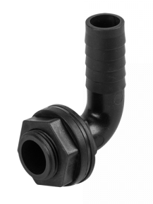 Tank Connector 90 Degree With Washer & Nut 1.5"BSPM - 1.5" Barb