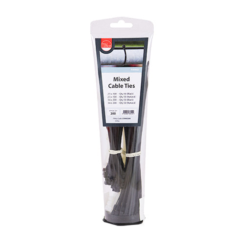 Cable Ties Mixed Black & Natural (200 Pack)