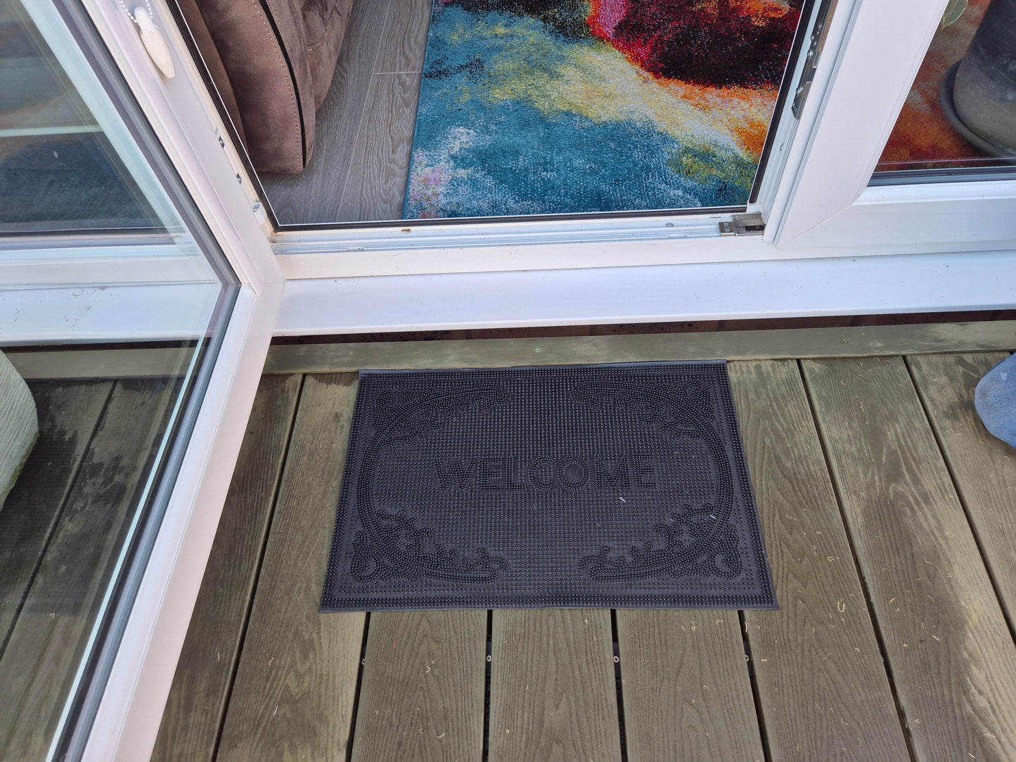 Rubber Doormat 60cm x 40cm - 'Welcome' (D2) - Absorbent Coir Mat for Indoor/Outdoor