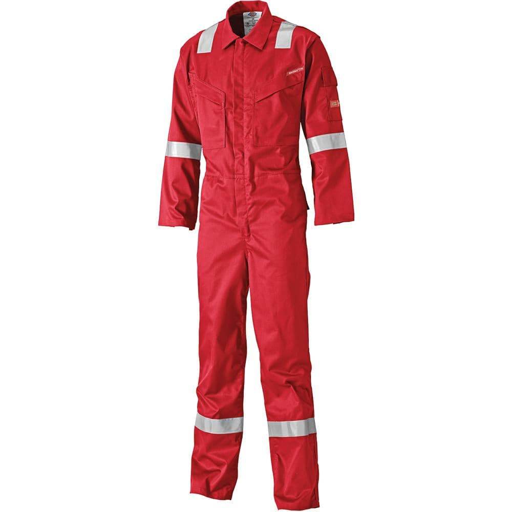 Dickies FR5401 Lightweight Pyrovatex Coverall, Flame Retardant Boiler Suit Red, 58" Chest 34" Leg