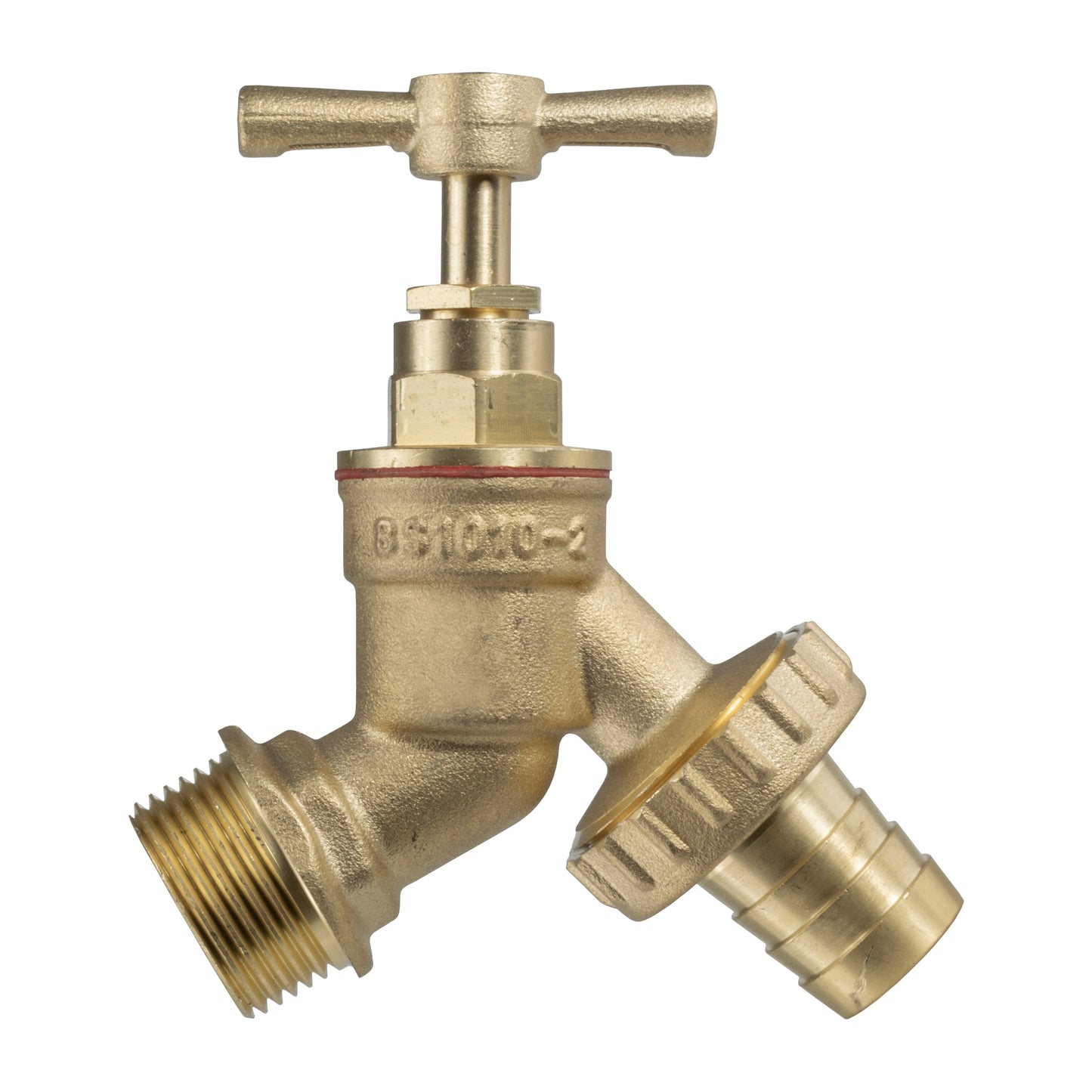 15mm Brass Wall Flange Kit with Brass Barbed Tap
