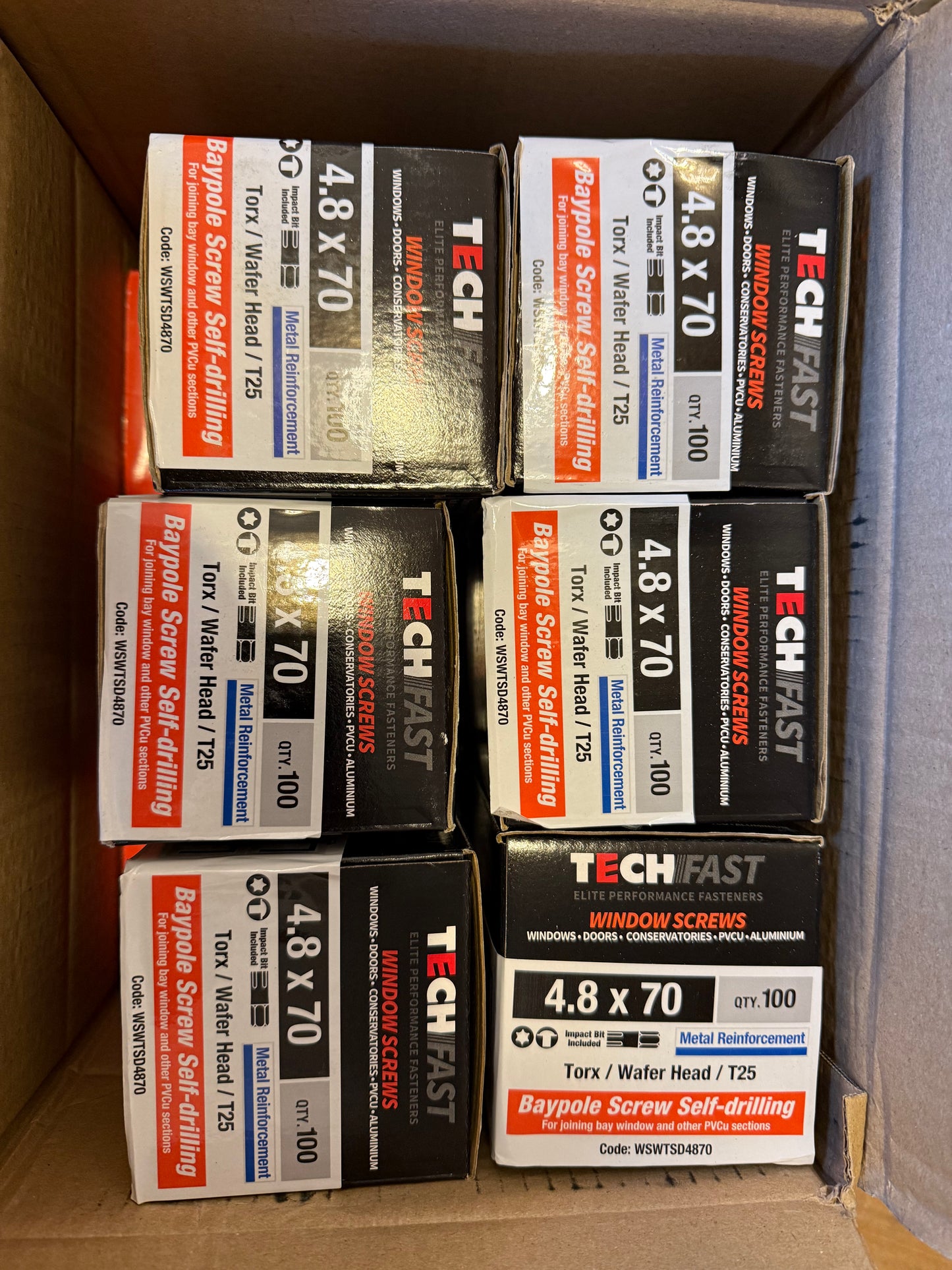 TechFast Baypole Screw (Self-Drilling) – 4.8 x 70mm (Box of 100)