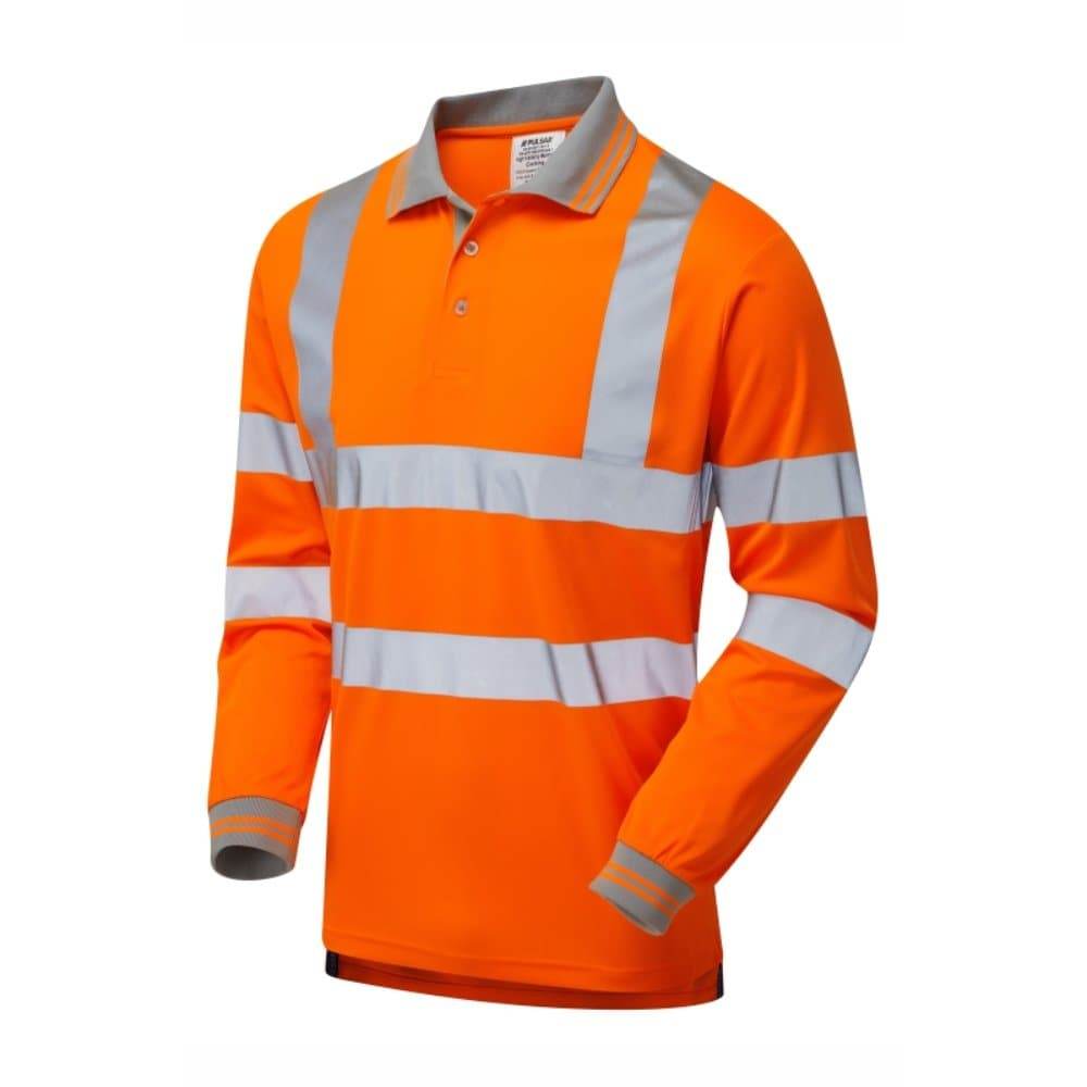 PULSAR PR470 Hi-Vis Orange Long Sleeve Polo Shirt
