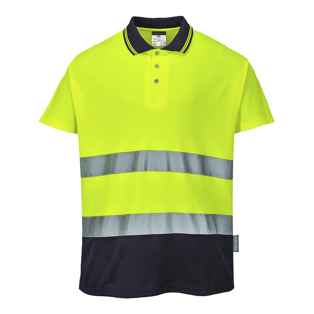 Portwest S174 Hi-Vis Cotton Comfort Contrast Breathable Polo Shirt