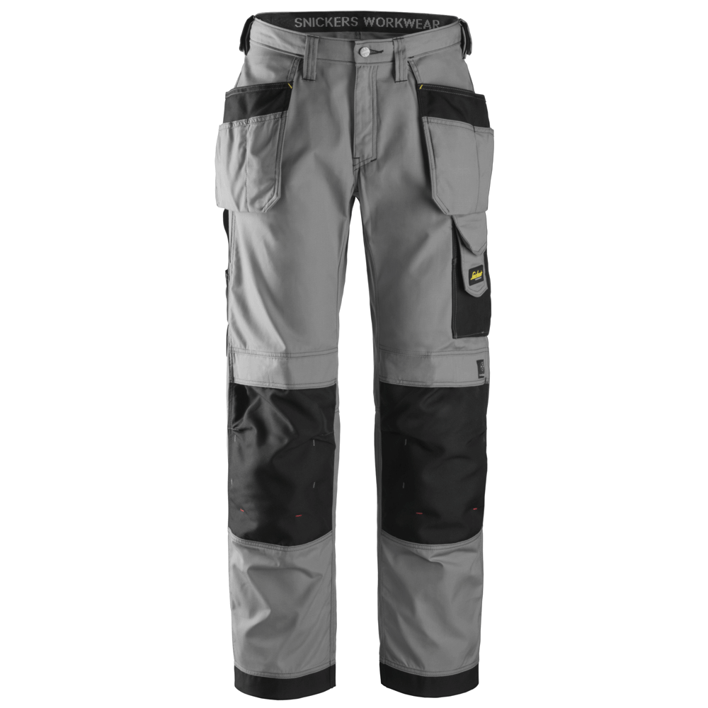 Snickers 3213 Craftsmen Holster Pocket Trousers, Rip-Stop Grey/Black, 33" Waist 28" Leg-Snickers 192