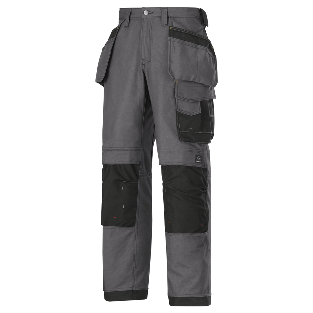 Snickers 3214 Craftsmen Holster Pocket Trousers, Canvas+ Steel Grey/Black