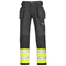 Snickers 3235 High-Vis Holster Pocket Cotton Trousers, Class 1 Black/Hi-Vis Yellow, 33" Waist 30" Leg-Snickers 92