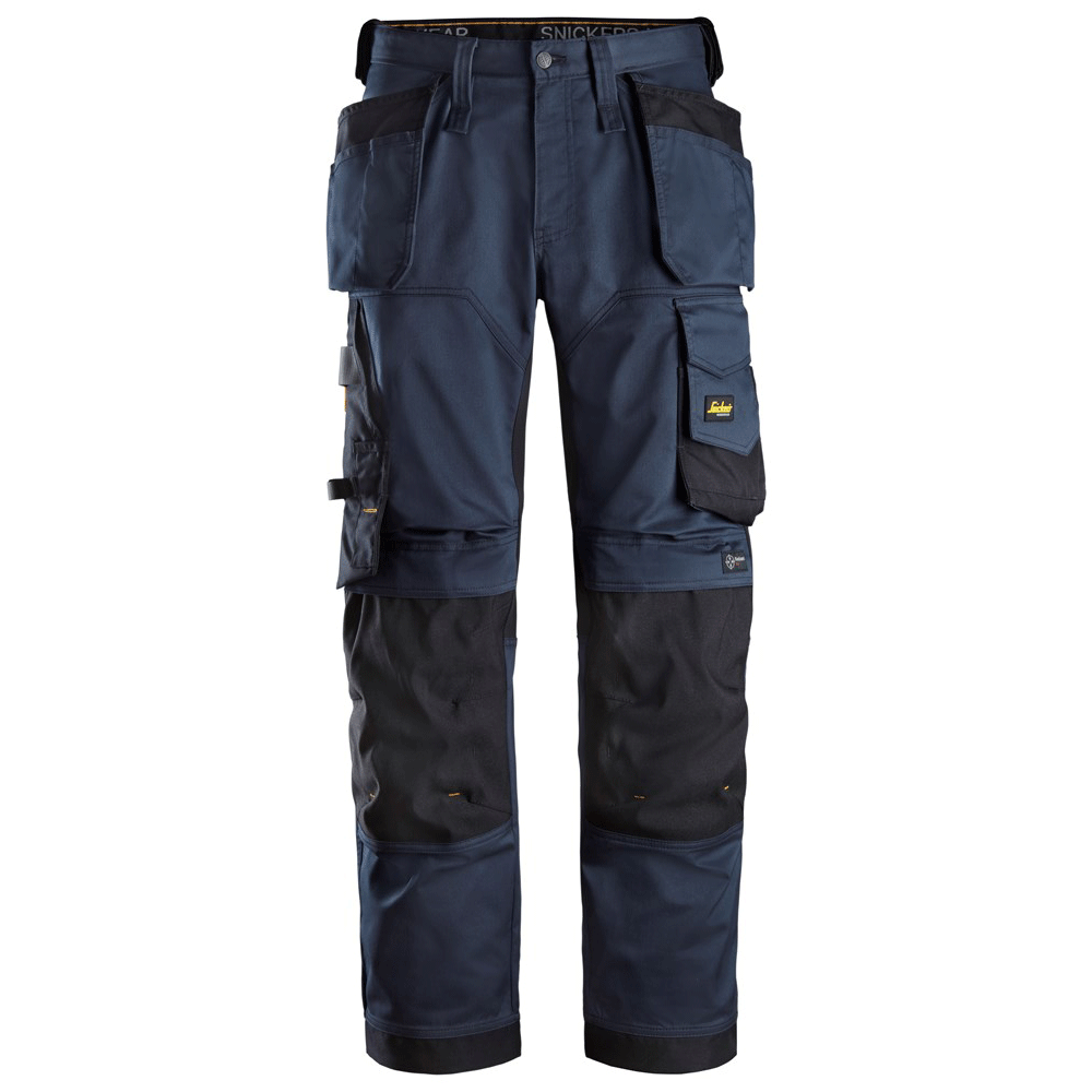 Snickers 6251 AllroundWork, Stretch Loose Fit Holster Pocket Work Trousers Navy Blue / Black 36" Waist, 30" Leg - Snickers Size 104