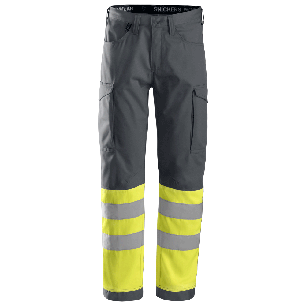 Snickers 6900 Hi-Vis Service Transport Trousers CL1 Steel Grey/Hi-Vis Yellow, 30" Waist 30" Leg-Snickers 88
