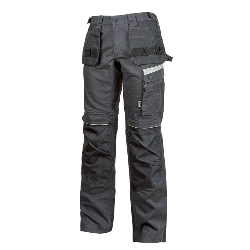 U-Power Gordon Elasticated Waist Canvas Stretch Work Trouser Grey EU 56 - UK 40" Waist, 34" Leg