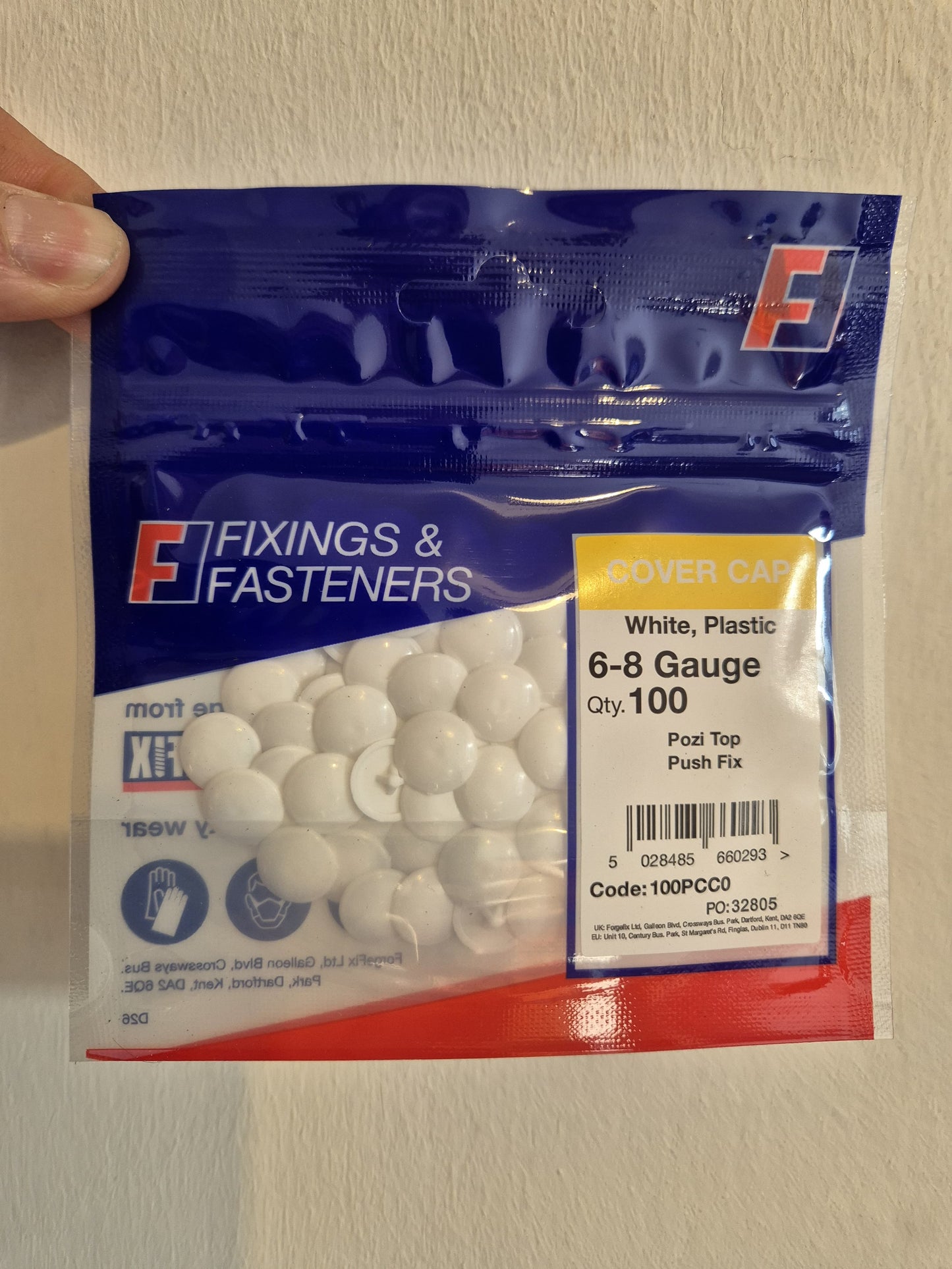 Screw Cover Cap 100 Pack | White | 6-8 Gauge (3.5 - 4.0mm) | Plastic Screw Caps | Pozi