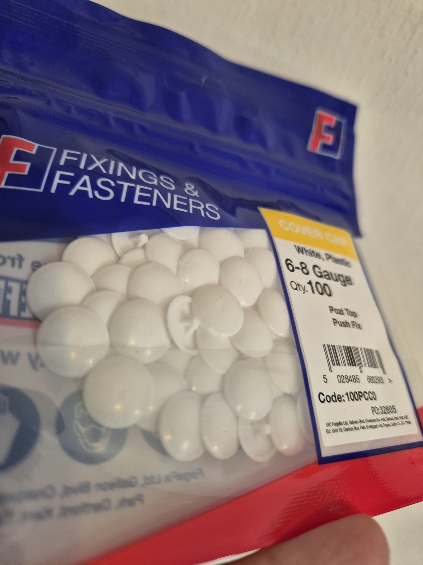 Screw Cover Cap 100 Pack | White | 6-8 Gauge (3.5 - 4.0mm) | Plastic Screw Caps | Pozi