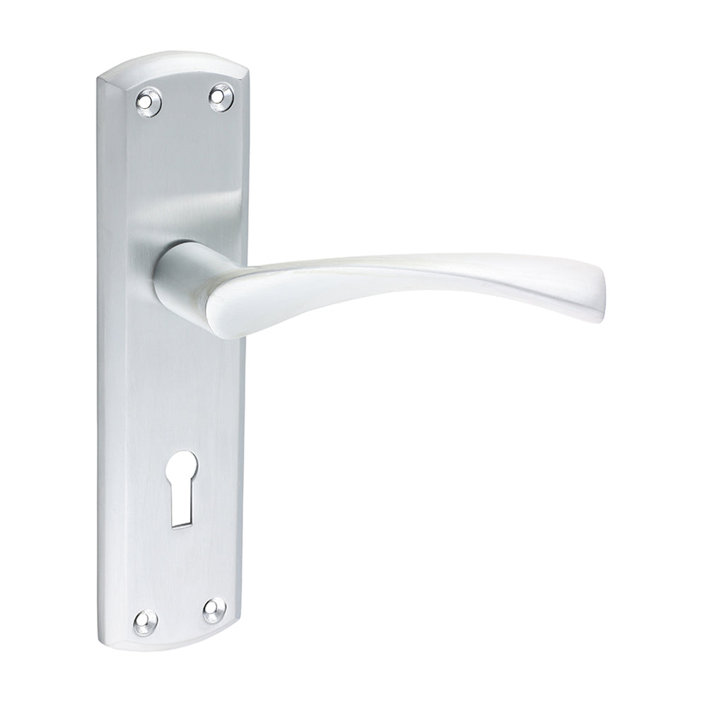 Zeta Lock Door Handle – Satin Chrome - 175 × 45