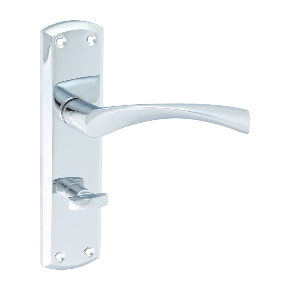 Zeta Bathroom Thumb Turn Door Handle – Polished Chrome - 175 × 45
