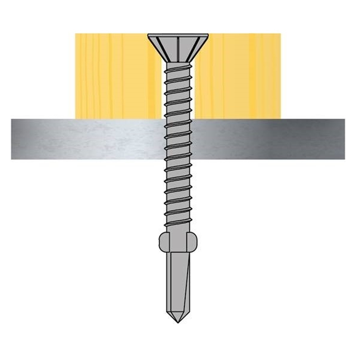 TechFast Timber to Steel Screws | 5.5 x 100mm | Winged CSK No.3 Drill Tip