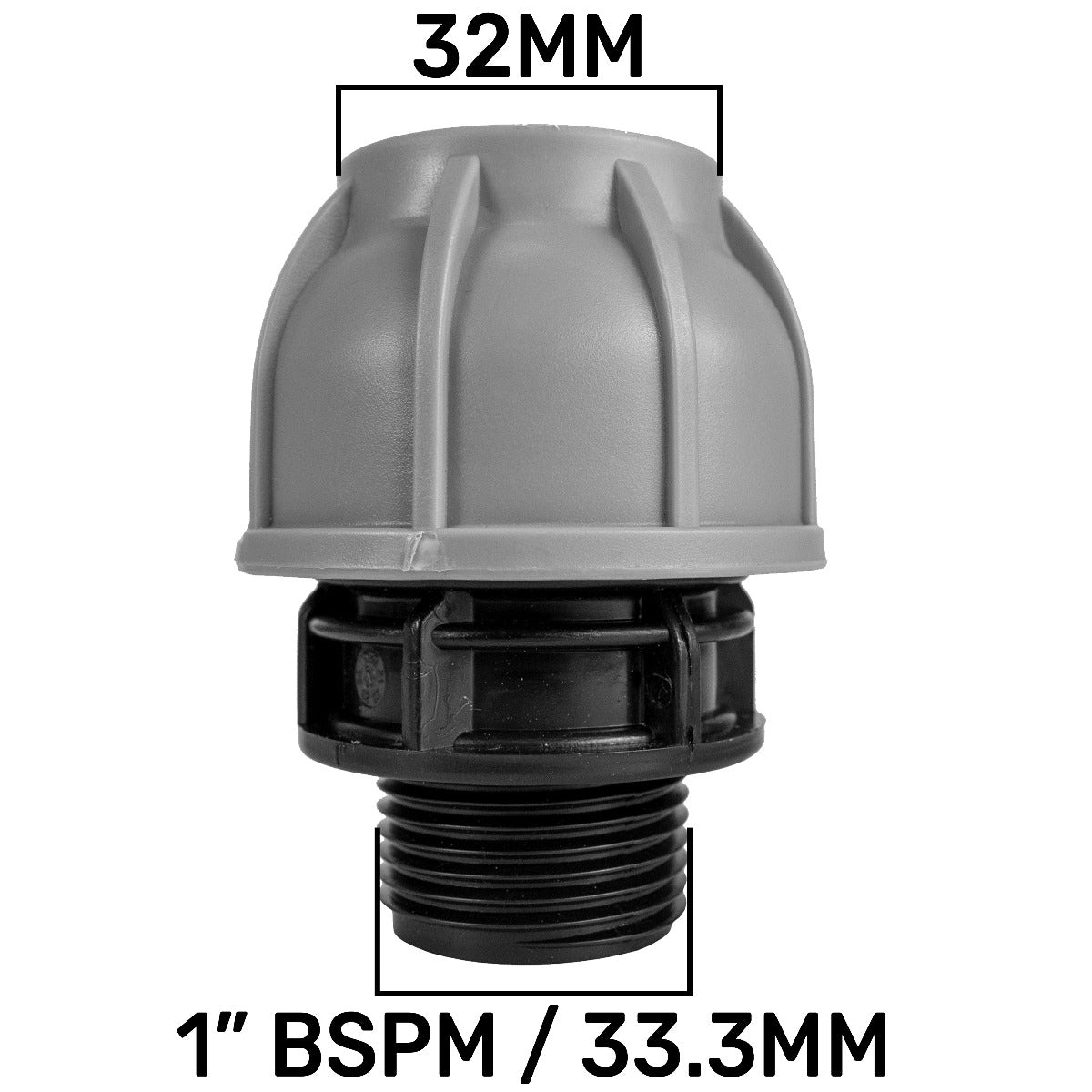 IBC 2” S60X6 Cap with 32mm MDPE Straight