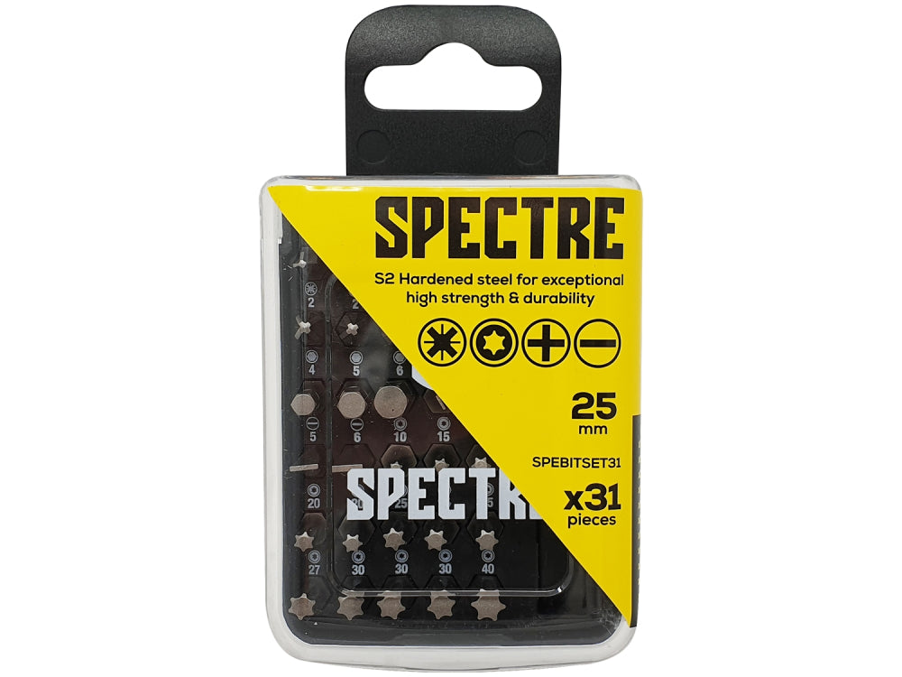 Spectre 31-Piece S2 Screwdriver Bit Set – Phillips/Pozi/Hex/Slotted/Torx