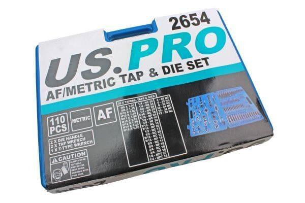 US PRO Tools 110 Piece AF & Metric Tap And Die Set 2654