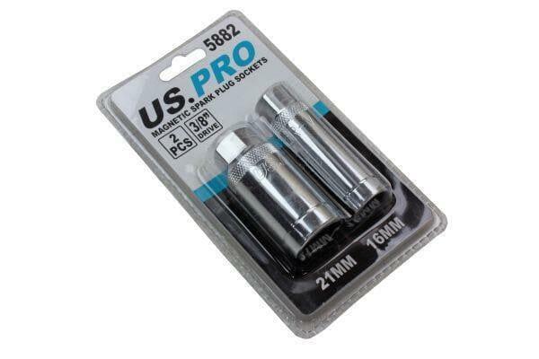 US PRO Tools 2pc 3/8" DR Magnetic Spark Plug Sockets 16 & 21mm 5882
