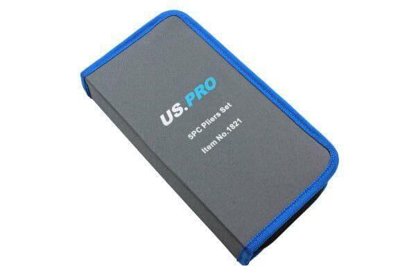 US PRO Tools 5pc Pliers Set In case combination long bent nose side cutters water pump 1821