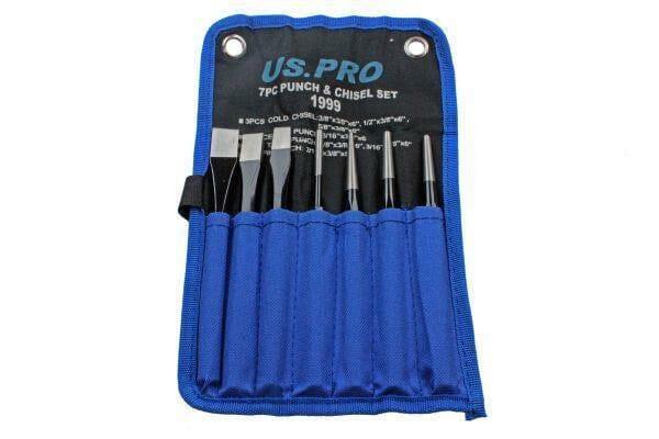 US PRO Tools Punch Chisel Set 7pc Cold Chisel Center Punch PIN Punch Taper Punch 1999