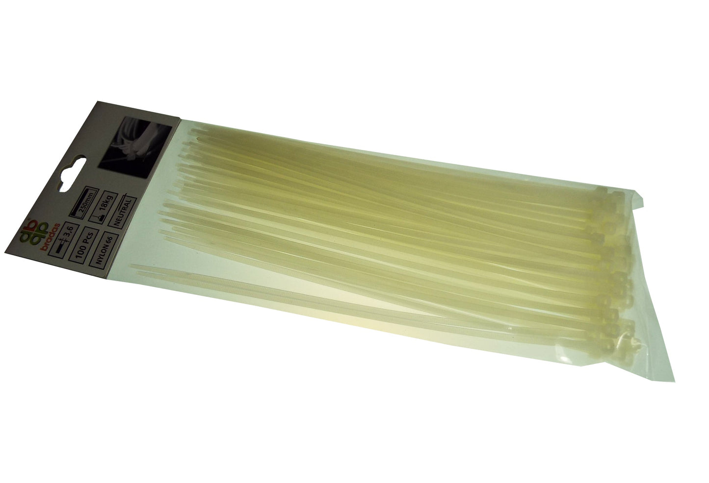 100 Cable Ties (4.8mm x 250mm) Neutral