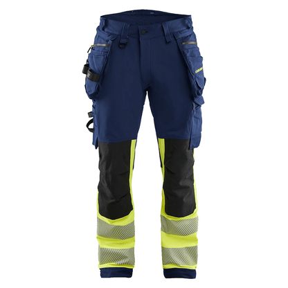 Blaklader 1125 Hi-Vis 4-Way Stretch Kneepad Trousers Navy/Yellow