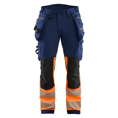 Blaklader 1125 Hi-Vis 4-Way Stretch Kneepad Trousers Navy/Orange