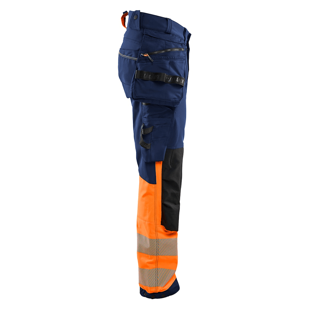 Blaklader 1125 Hi-Vis 4-Way Stretch Kneepad Trousers Navy/Orange