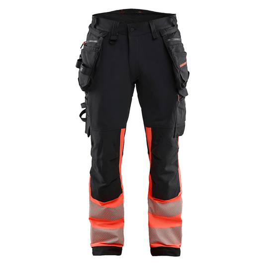 Blaklader 1125 Hi-Vis 4-Way Stretch Kneepad Trousers Black/Red