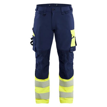 Blaklader 1126 Hi-Vis 4-Way Stretch Kneepad Trousers Navy/Yellow