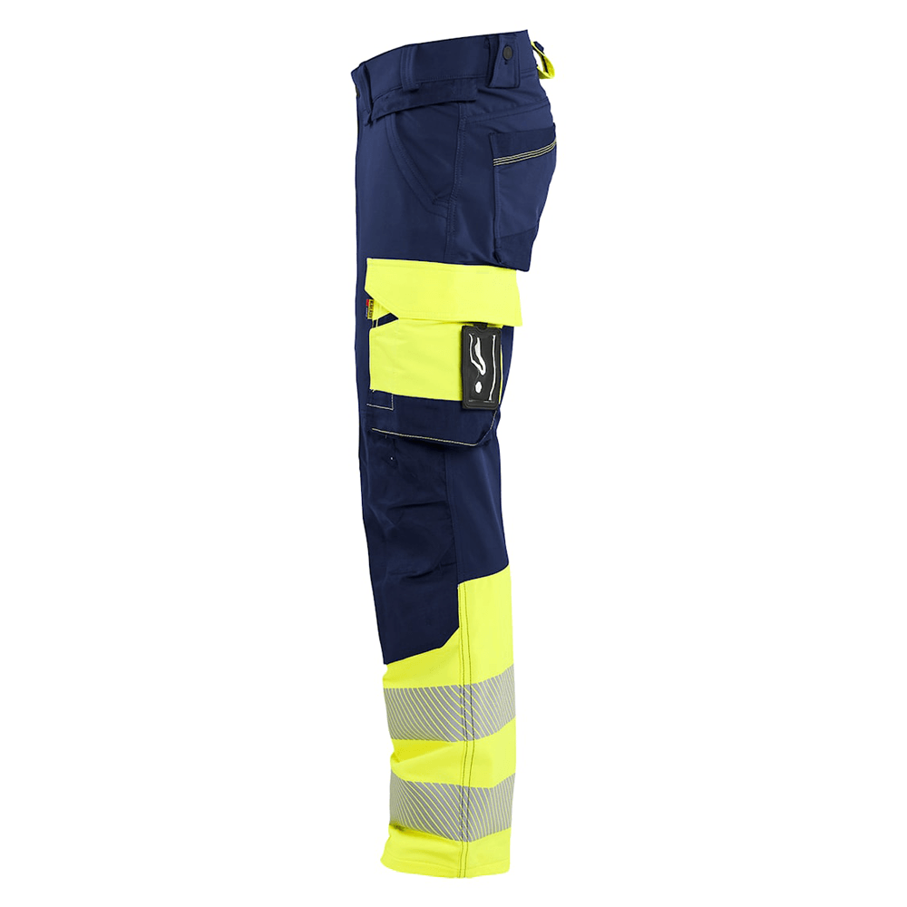 Blaklader 1126 Hi-Vis 4-Way Stretch Kneepad Trousers Navy/Yellow