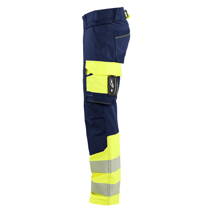 Blaklader 1126 Hi-Vis 4-Way Stretch Kneepad Trousers Navy/Yellow