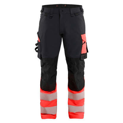 Blaklader 1126 Hi-Vis 4-Way Stretch Kneepad Trousers Black/Red