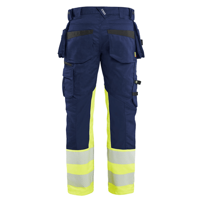 Blaklader 1130 Hi-Vis Stretch Kneepad Trousers Navy/Yellow