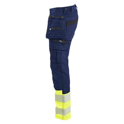 Blaklader 1130 Hi-Vis Stretch Kneepad Trousers Navy/Yellow