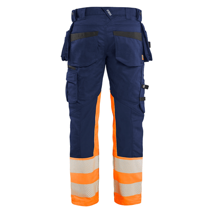 Blaklader 1130 Hi-Vis Stretch Kneepad Trousers Navy/Orange