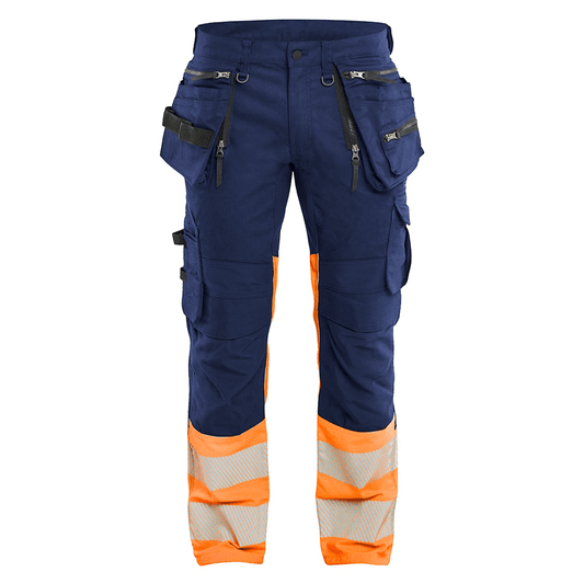 Blaklader 1130 Hi-Vis Stretch Kneepad Trousers Navy/Orange