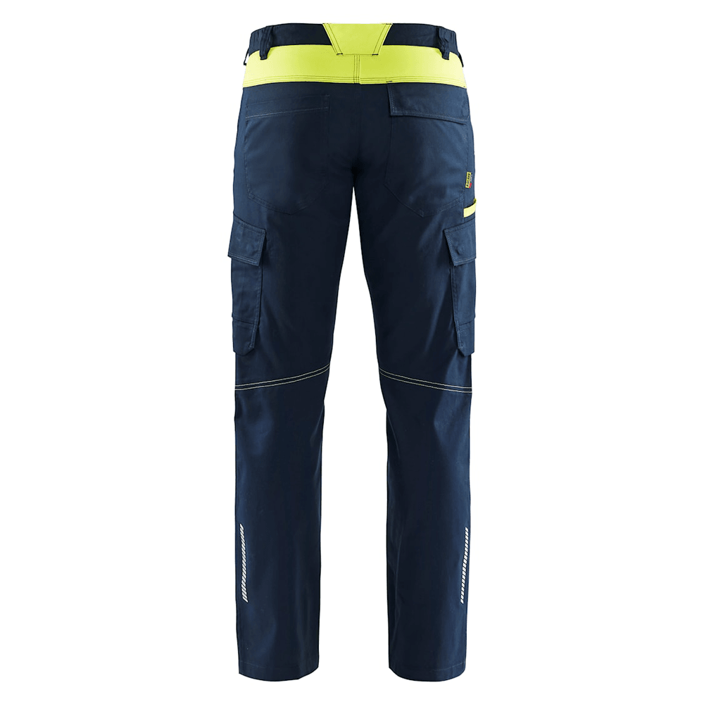 Blaklader 1444 Industry Stretch Trouser Dark Navy Blue/Hi-Vis Yellow
