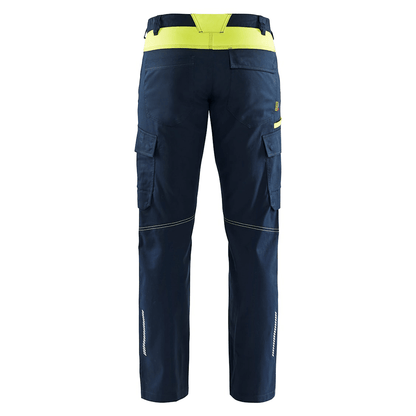 Blaklader 1444 Industry Stretch Trouser Dark Navy Blue/Hi-Vis Yellow