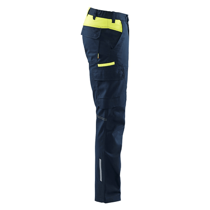 Blaklader 1444 Industry Stretch Trouser Dark Navy Blue/Hi-Vis Yellow