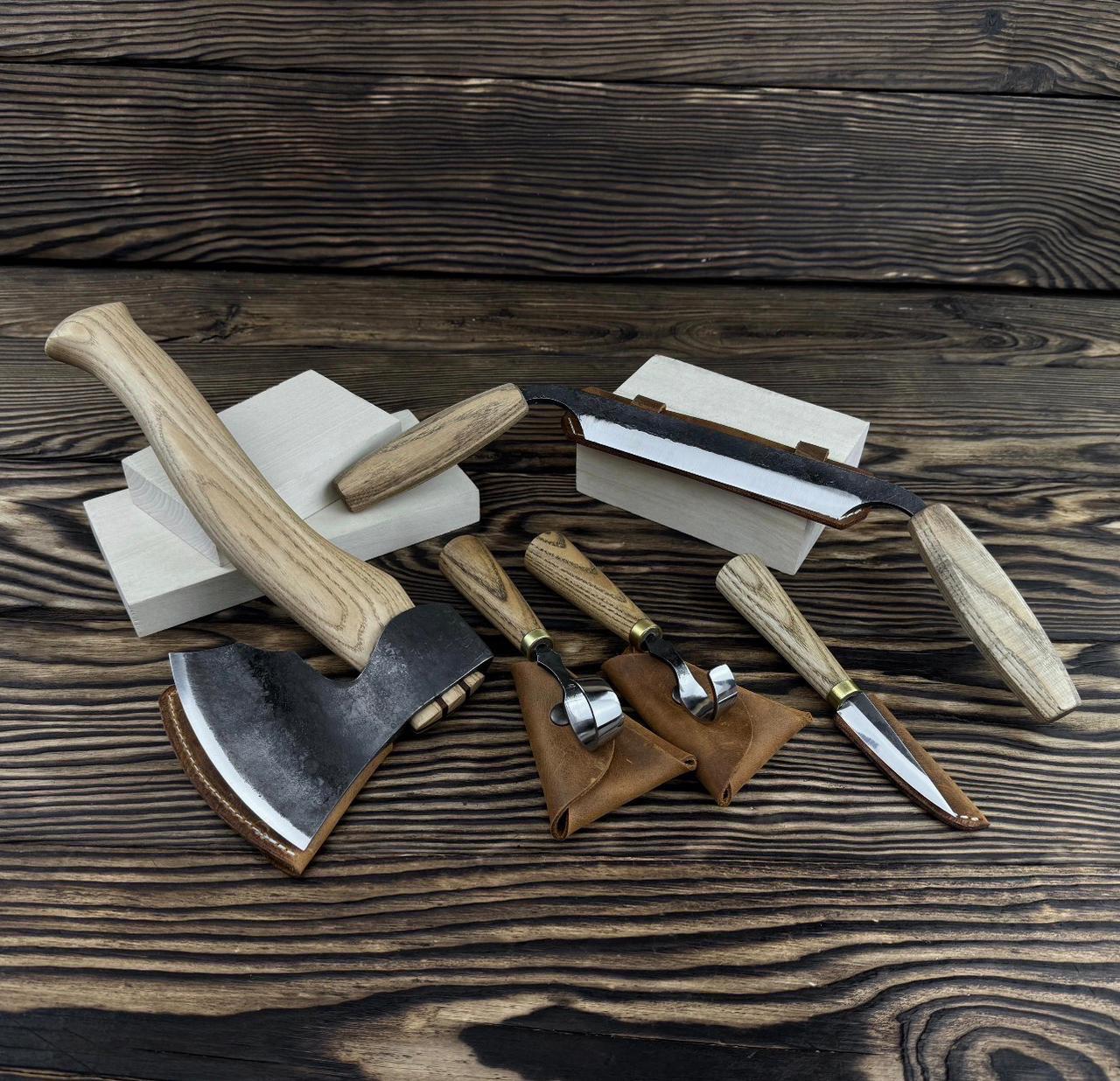 5pc Hand-Forged Woodworking Tool Set | 52100 Steel