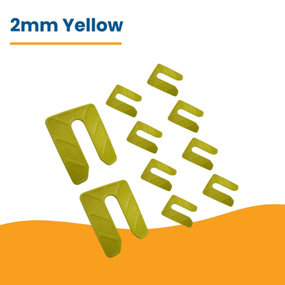 U Packers 2mm Yellow - Polypropylene Plastic Shims for Windows, Doors & Leveling