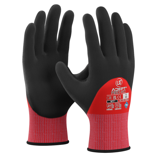 Adept KC Red Knuckle Coated NFT Gloves (10 Pack)
