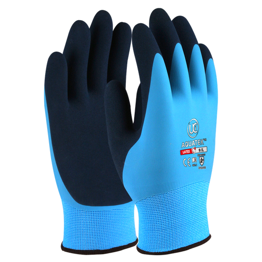 Aquatek Dual Coated Water Resistant Latex Gloves (10 Pack)